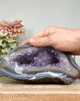Amethyst & Banded Agate Geode with Druzy Crystals - STGE0008