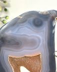 Agate Slice with Druzy Center - Blue Banding for Home Decor Display - MWS2655