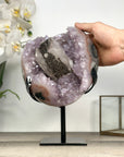 Amethyst Cluster with Unique Calcite & Black Hematite Specimen - MWS2832