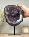 Natural Blue Banded Agate Geode with Amethyst Crystals - MWS1490