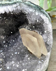 Natural Quartz & Green Jasper Stone Geode with Calcite Formation - STGE0031