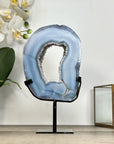 Natural Blue Banded Agate Portal with Metallic Stand - MWS2916