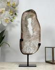 Beautiful Natural Quartz Geode Slice, Crystal Portal with Metallic Stand - MWS1953
