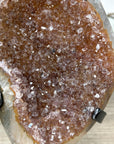 Caramel Tone Quartz Geode on Metal Stand – Natural Crystal Statement Piece from Uruguay - MWS2418