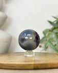 Amethyst & Banded Agate Sphere Geode with Druzy Interior - SPH0219