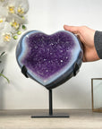 Natural Blue Banded Agate & Amethyst Stone Heart - HST0321