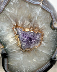 Agate Geode on Stand with Druzy Center – Natural Crystal Display Piece - MWS2903