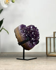 Amethyst Stone Heart, Metal Stand Included - HST0296