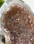 Caramel Tone Quartz Geode on Metal Stand – Natural Crystal Statement Piece from Uruguay - MWS2418
