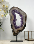 Natural Large Amethyst & Quartz Portal with Metallic Stand - MWS1957