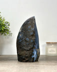 Blue Agate & Amethyst Stone Flame Carving - FST0169