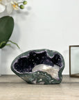 Amethyst Stone Geode with Green Japers Shell and Calcite Crystal Formation - STGE0014
