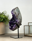 Natural Amethyst Crystal Geode, Metallic Stand Included - MWS2157