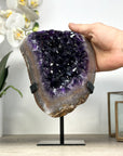 Amethyst Geode on Display Stand – Deep Purple Cluster with Natural Agate Edges - MWS2183