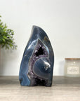 Blue Agate & Amethyst Stone Flame Carving - FST0169