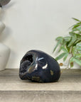 Polished Agate Stone Geode with Black Quartz Druzy - STGE0059