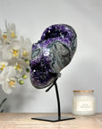 Beautiful Natural Amethyst Geode, Metal Stand Included - MWS1764