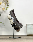 Agate & Amethyst Stone Leaf Carving on Metal Stand - MWS2810
