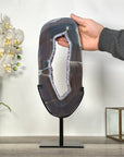 Agate Slice with Amethyst Crystals on Stand for Home Decor Display - MWS2674