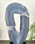 Natural Blue Banded Agate & Amethyst Geode Portal with Stand - MWS3242
