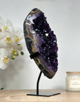 Large Amethyst & Agate Crystal, Metallic Stand Included - MWS1489