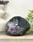 Natural Deep Purple Amethyst Geode with Calcite Inclusion - STGE0052