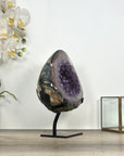 Natural Amethyst Geode with Polished Agate Shell - Stand Included - MWS3034