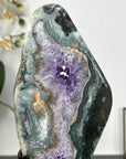 Amethyst, Quartz & Green Jasper Slice on Metal Stand - MWS2924