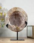 Natural Sugar Druzy Quartz Geode with Stand - MWS1969