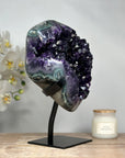 Top Quality Deep Purple Natural Amethyst Geode with Green Jasper Shell - MWS1762