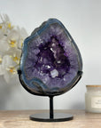 Stunning Amethyst & Agate Geode, Metallic Stand Included - MWS1372