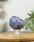 Amethyst & Banded Agate Sphere Geode with Druzy Interior - SPH0234