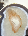 Blue Banded Agate & Quartz Slice Portal on Metal Stand - MWS3290