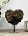 A+ Grade Natural Amethyst Heart Carving with Metal Stand - HST0290