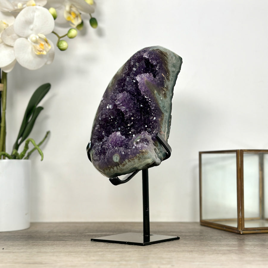 Natural Amethyst & Green Jasper Moon Carving - MWS2584