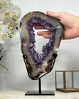 Natural Large Amethyst & Quartz Portal with Metallic Stand - MWS1958