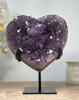 Natural Large Amethyst Heart Carving with Metal Stand - HST0228