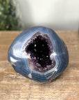 Amethyst & Blue Banded Agate Stone Geode with Druzy Cavity - STGE0005