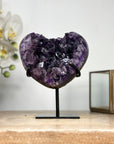 Natural Amethyst Stone Heart with Metal Stand - HST0254