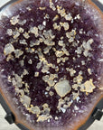 Natural Amethyst Geode with Calcite Inclusions on Stand - MWS2681