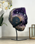 Uruguayan Amethyst & Agate Crystal on Metallic Stand - MWS2206