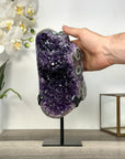 Deep Purple Amethyst Geode With Eye Formations on Metal Stand - MWS2703