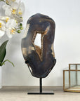 Large Agate & Quartz Druzy Portal - Geode Slice with Stand - MWS2245