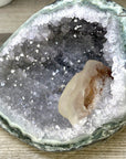 Natural Quartz & Green Jasper Stone Geode with Calcite Formation - STGE0031