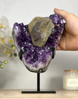 Natural Calcite & Amethyst Specimen, Stand Included - MWS2051