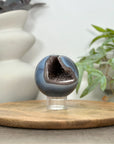 Blue Banded Agate Sphere Geode with Quartz Druzy Interior - SPH0147