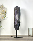 Amethyst & Agate Slice on Stand – Home Decor Crystal Display Specimen - MWS2673