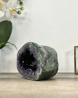 Natural Amethyst Geode with Green Jasper Shell & Calcite Inclusions - STGE0024