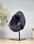 Natural Amethyst Geode with Beautiful Banding Agate Shell - MWS1746