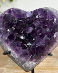 A+ Grade Natural Amethyst Heart Carving with Metal Stand - HST0239